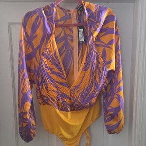 Fashion Nova Purple and Orange Bodysuit